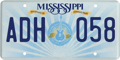 MS license plate ADH058