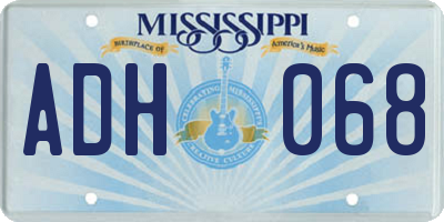 MS license plate ADH068
