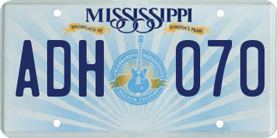 MS license plate ADH070