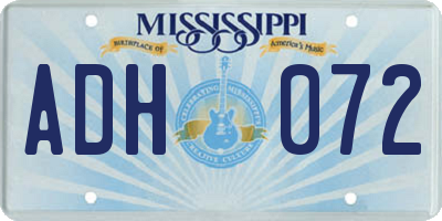 MS license plate ADH072