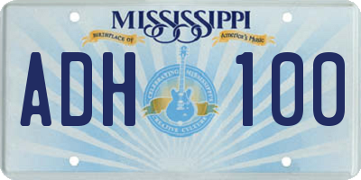 MS license plate ADH100