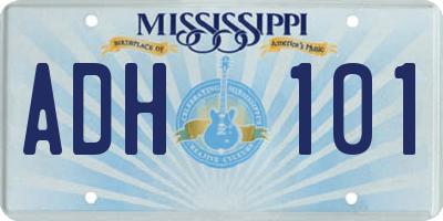 MS license plate ADH101