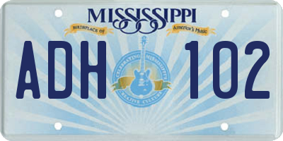 MS license plate ADH102