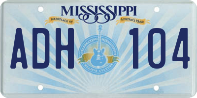 MS license plate ADH104