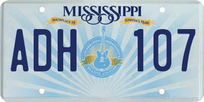 MS license plate ADH107