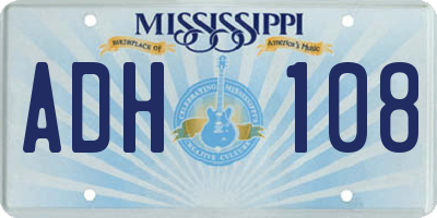MS license plate ADH108