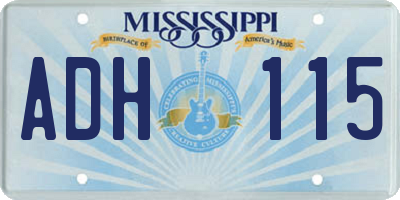 MS license plate ADH115