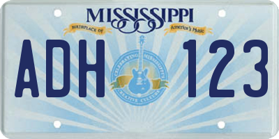 MS license plate ADH123