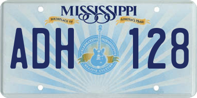 MS license plate ADH128