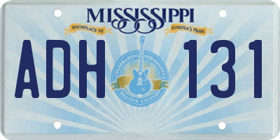 MS license plate ADH131