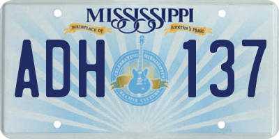 MS license plate ADH137
