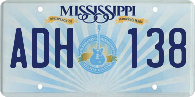 MS license plate ADH138