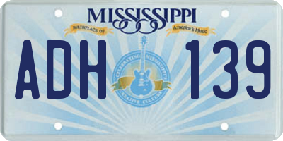 MS license plate ADH139