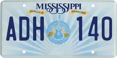 MS license plate ADH140