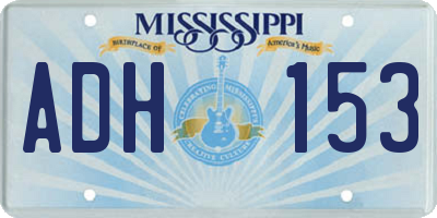 MS license plate ADH153