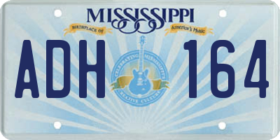 MS license plate ADH164