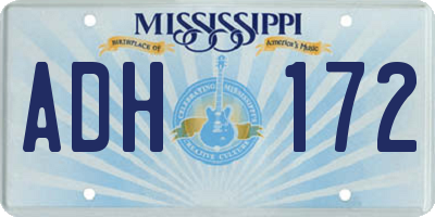 MS license plate ADH172