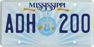MS license plate ADH200