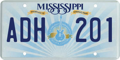 MS license plate ADH201