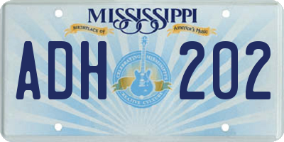 MS license plate ADH202