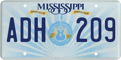 MS license plate ADH209
