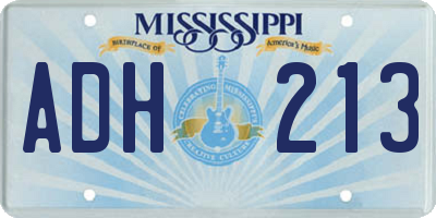 MS license plate ADH213