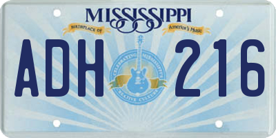 MS license plate ADH216