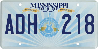 MS license plate ADH218