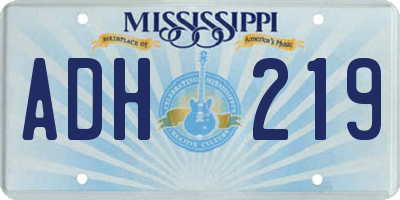 MS license plate ADH219