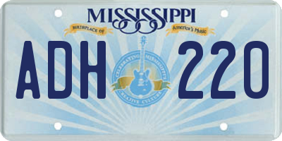 MS license plate ADH220