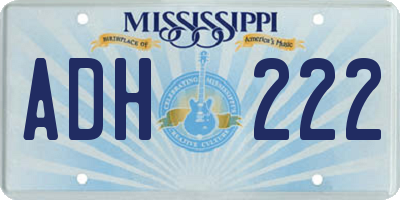 MS license plate ADH222