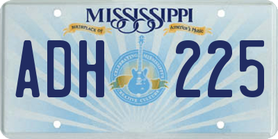 MS license plate ADH225