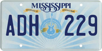 MS license plate ADH229