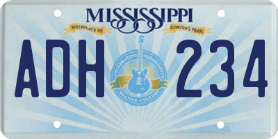 MS license plate ADH234