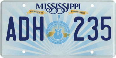 MS license plate ADH235