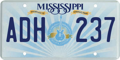 MS license plate ADH237