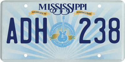MS license plate ADH238