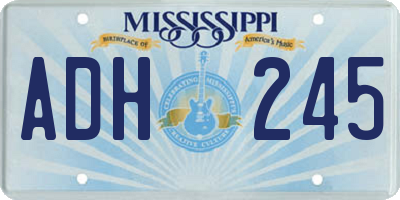 MS license plate ADH245