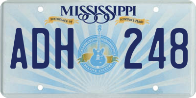 MS license plate ADH248