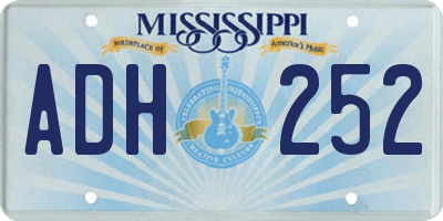 MS license plate ADH252