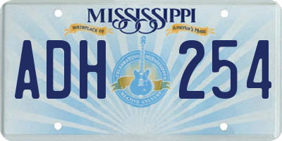 MS license plate ADH254