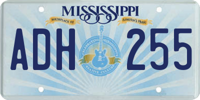 MS license plate ADH255