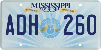 MS license plate ADH260