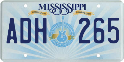 MS license plate ADH265