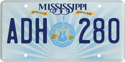 MS license plate ADH280