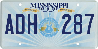 MS license plate ADH287