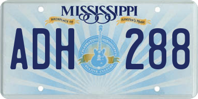 MS license plate ADH288