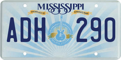 MS license plate ADH290