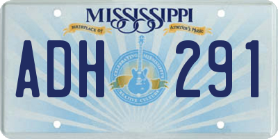 MS license plate ADH291