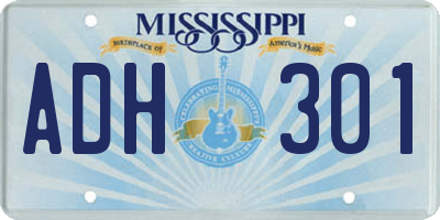 MS license plate ADH301